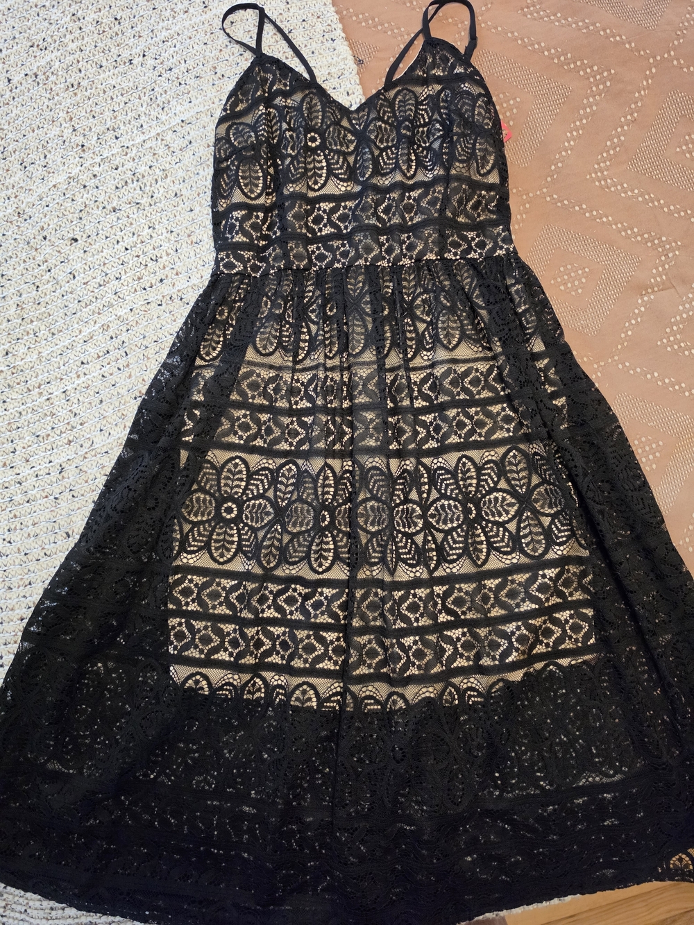 Xhilaration Black Lace Dress with Nude Lining
